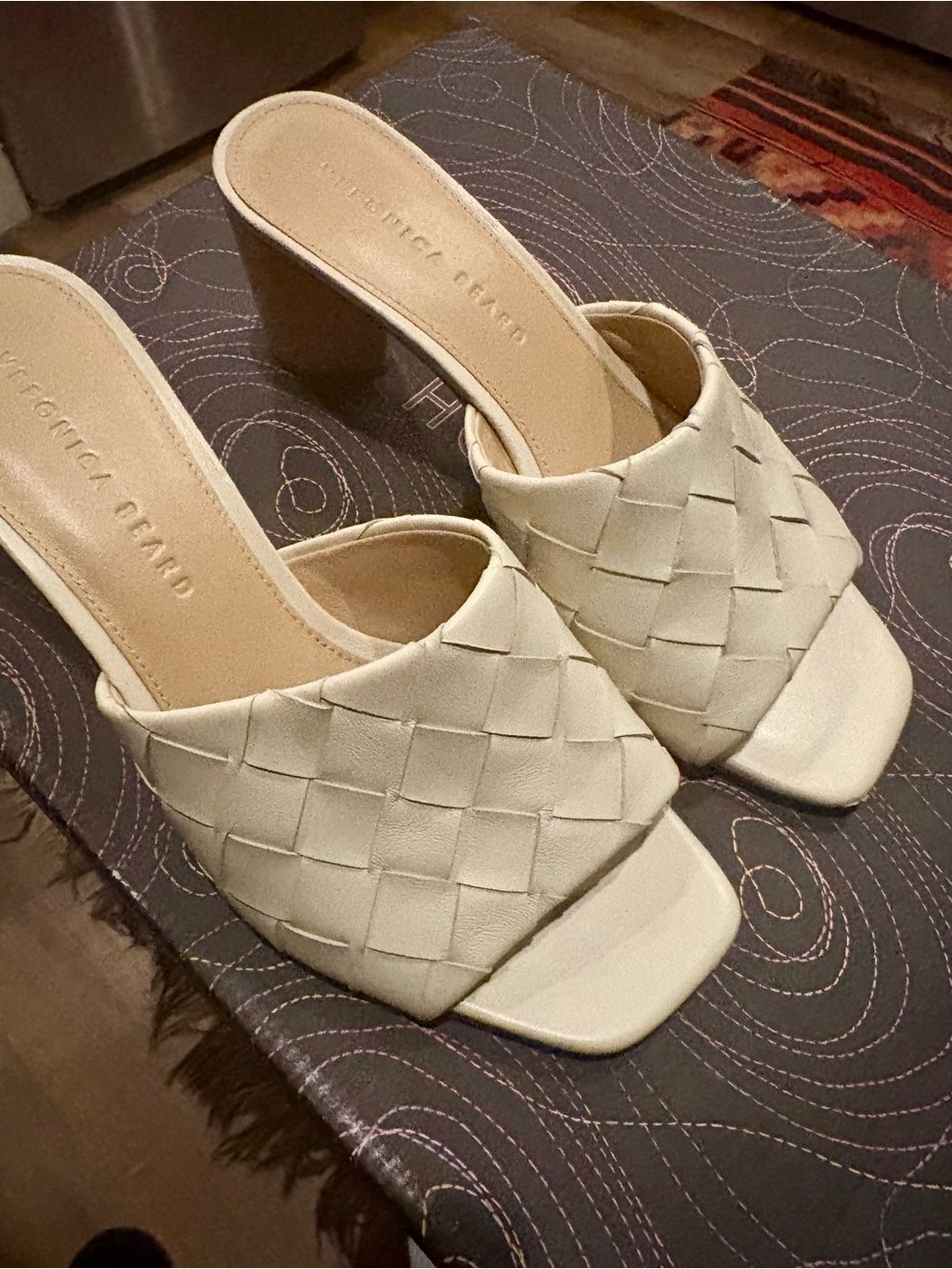 Veronica Beard Kiele slide/pump white nappa sz 7